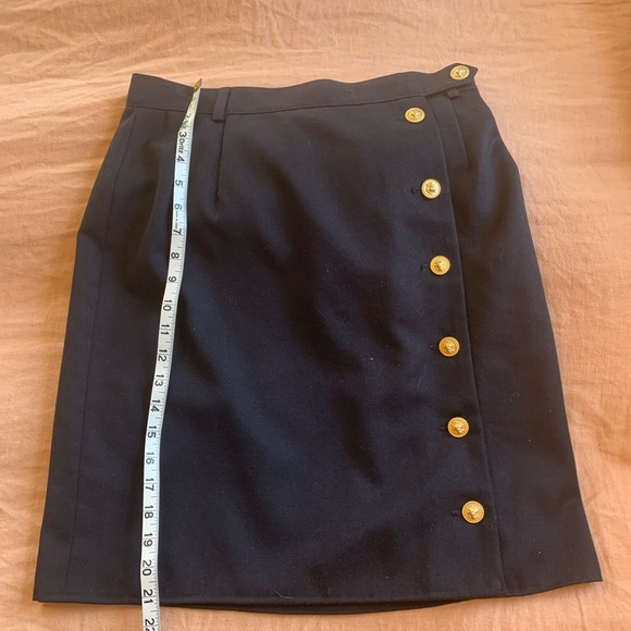Vintage navy wool skirt with gold buttons by The Outskirts, Ottawa, alterered, 8 - Picture 3 of 8